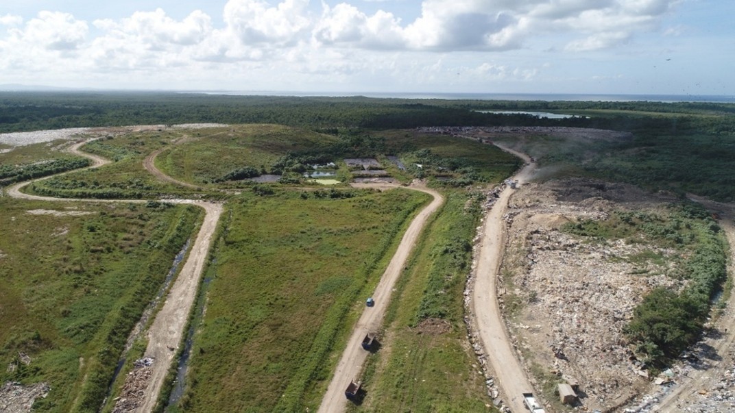 Aerial view of Beetham Landfill in Trinidad and Tobago